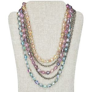 Premier Designs Kaleidoscope Multistrand Necklace Iridescent Brass Toned